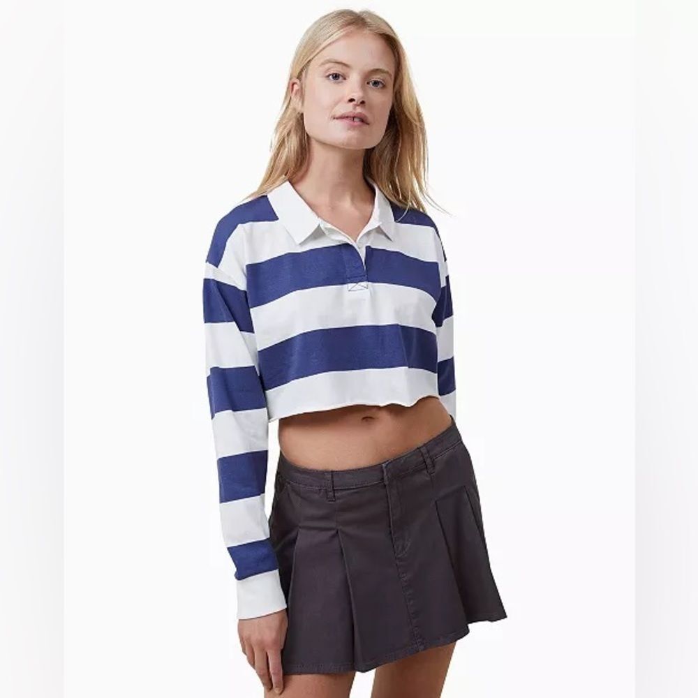 NWT** Winona Crop Polo Long Sleeve Top Sise S